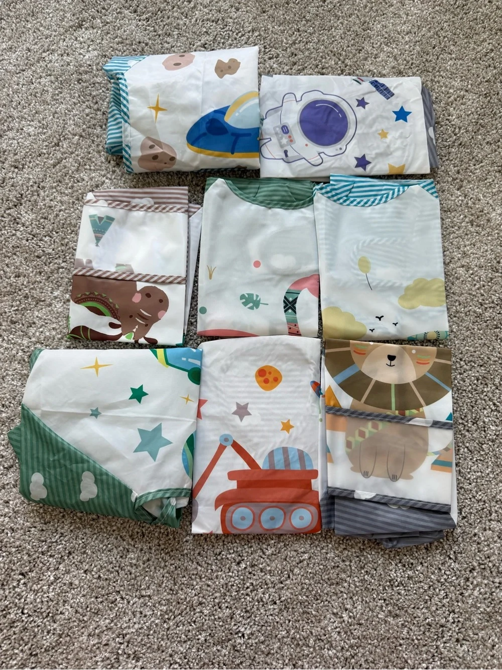 8 Pack Long Sleeve Bibs| Waterproof Full Bib